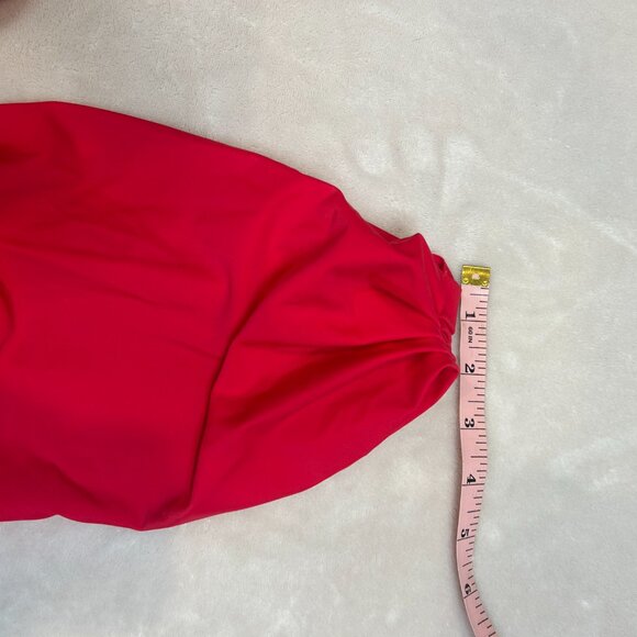 NWT Plunging Ruched One Piece Swimsuit Women Vibrant Red Medium Cupshe - Picture 9 of 16
